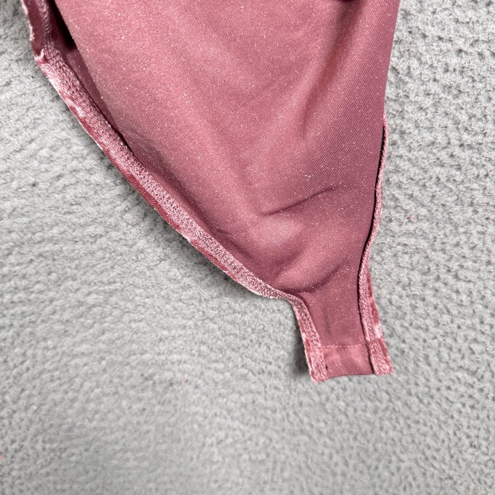 Haute Monde Bodysuit Womens M Dusty Rose Crushed Velvet Fairy Lace Y2K Romantic - Picture 5 of 12